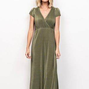Baltic Born Athena Pleated Maxi Dress, in Sage